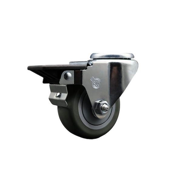Service Caster 3'' Gray Poly Wheel Swivel Bolt Hole Caster with Posi Lock Brake SCC-BH20S314-PPUB-PLB - main